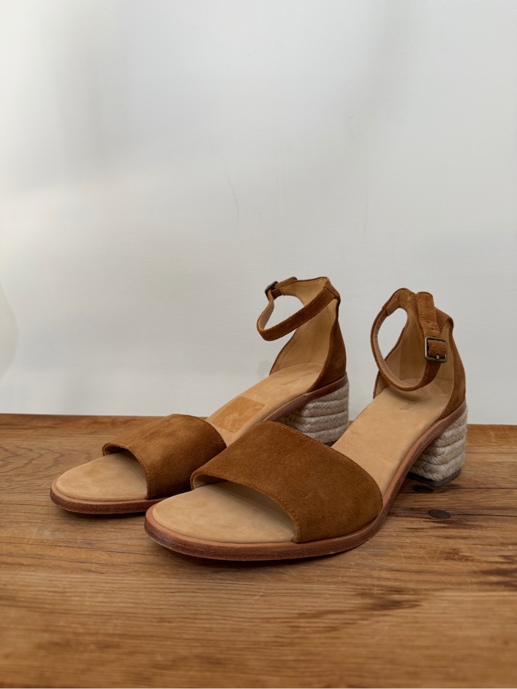 Nwob Soludos Anthro Capri Espadrilles Block Heel Tan Suede Sandals Women’s 11 — image 3 of 8